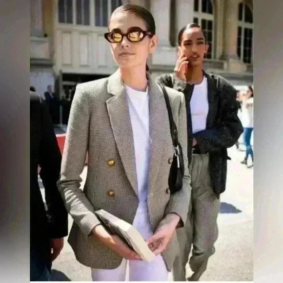 A.L.C Sedgwick Houndstooth Double Breasted Blazer Size 2 - Picture 12 of 13